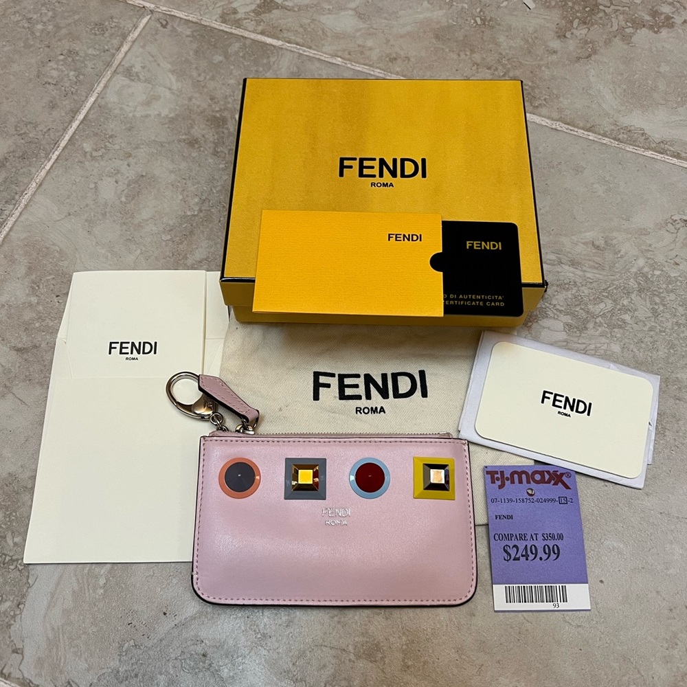 Fendi Pink Zipper Keychain Wallet